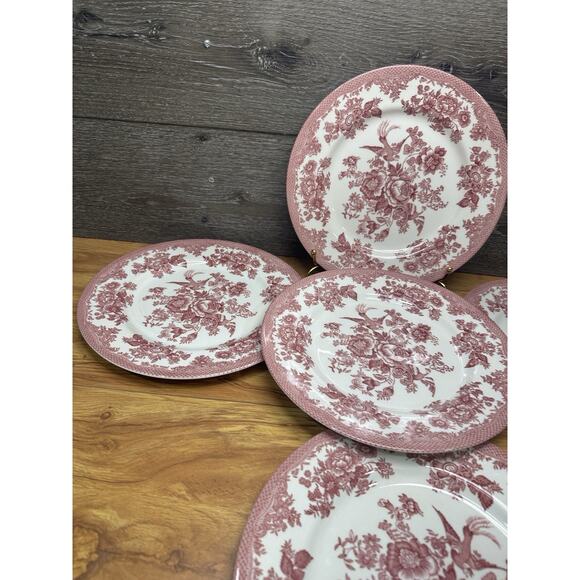 Royal Stafford Asiatic Pheasant Red Fine Earthenware 11” Dinner Plates -5 Pc Set - Picture 2 of 12